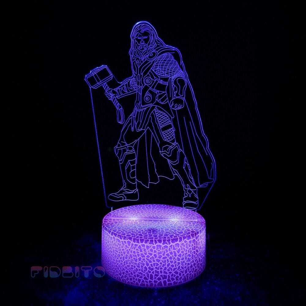 Oversætte Bevise forvisning Thor 3D Illusion Lamp Luminate Base Night Light LED 7 Colour Touch Gif