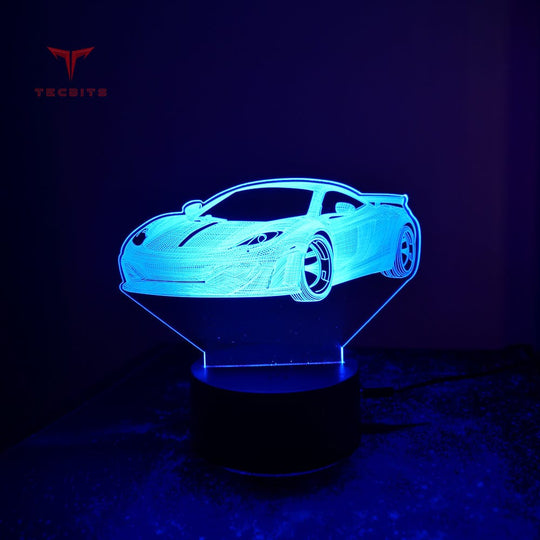 TECBITS 3D Illusion Lamp Super car  Night Light LED 7 Colour Bedside Touch Lamp