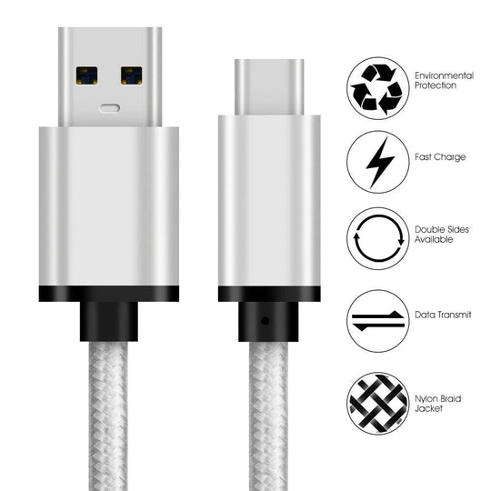 Tecbits 3x USB Type C Cable 2m Fast Charging For Samsung S21 S20 S21 S10 Note 9 10 20