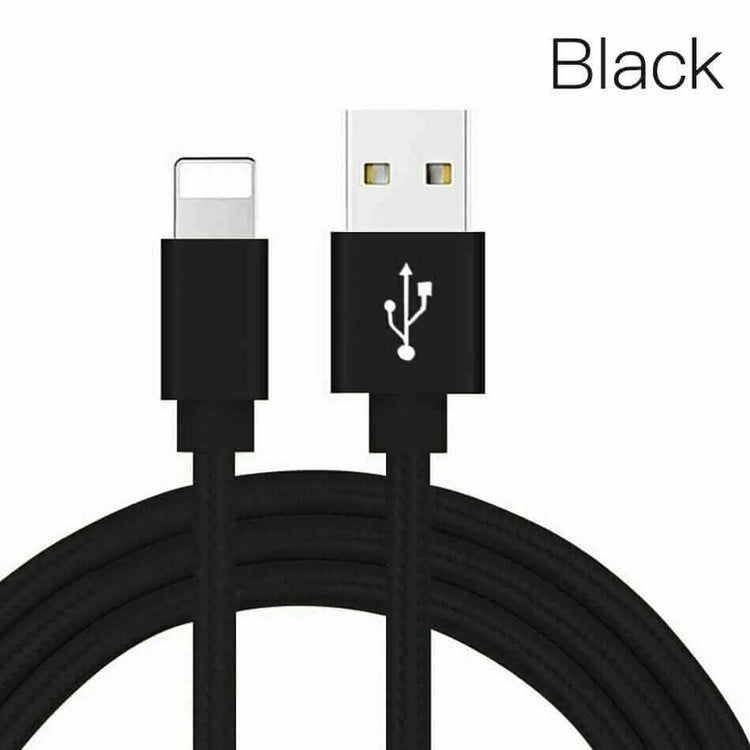 TECBITS Black 3x Fast USB Cables for iPhone 2M 6, 7, 8, Plus, X, 11 12/Pro & iPad Cable
