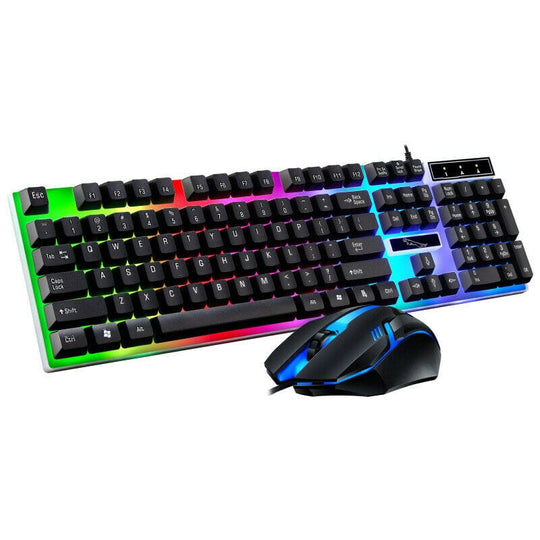 TECBITS Black RGB Backlit Gaming Keyboard and Mouse Set USB wired