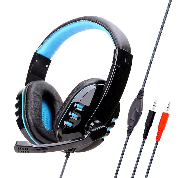 TECBITS Blue Wired Gaming Headset Gamers Headphones With Microphone Stereo for PS4 Xbox PC
