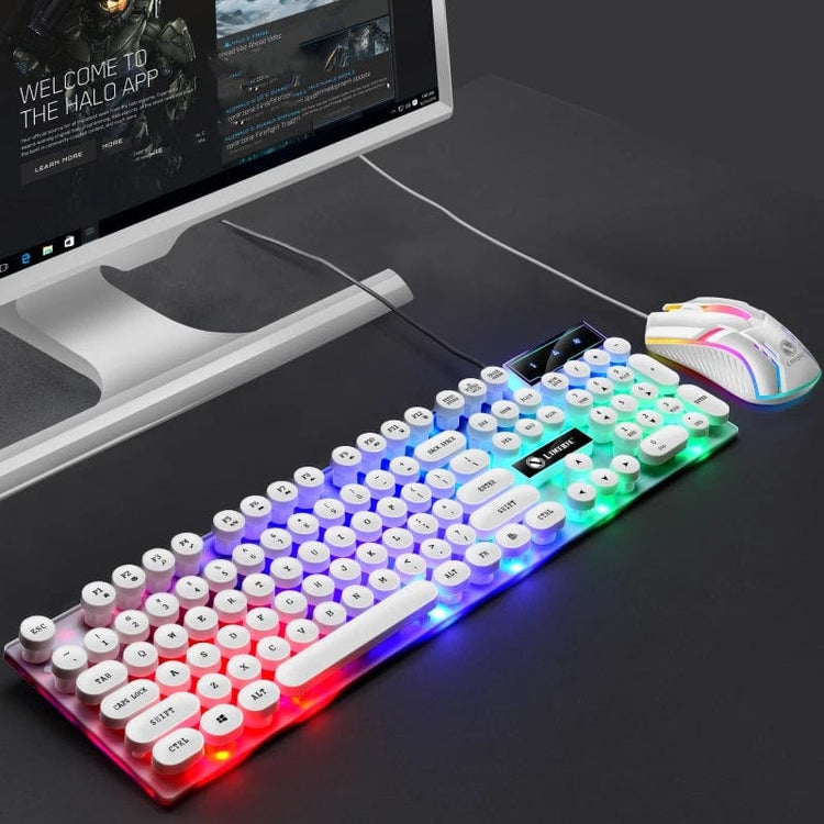 TECBITS Electronics RGB Mechanical Keyboard Punk Keycap Gaming Keyboard and Mouse Set for PC Backlit