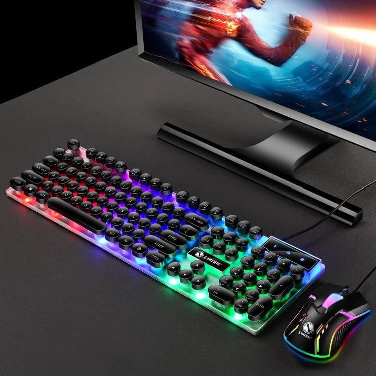 TECBITS Electronics RGB Mechanical Keyboard Punk Keycap Gaming Keyboard and Mouse Set for PC Backlit