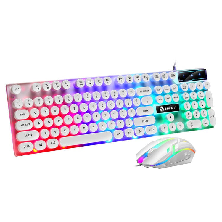 TECBITS Electronics White RGB Mechanical Keyboard Punk Keycap Gaming Keyboard and Mouse Set for PC Backlit