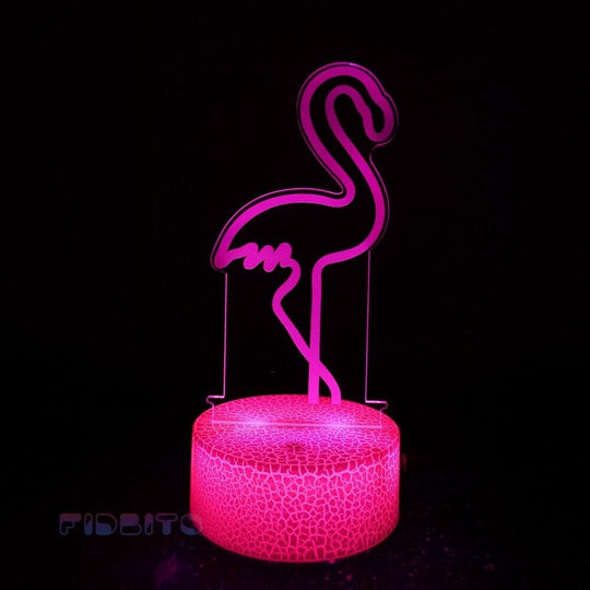 TECBITS Flamingo 3D Illusion Lamp Luminate Base Night Light LED 7 Colour Touch Gift Lamp