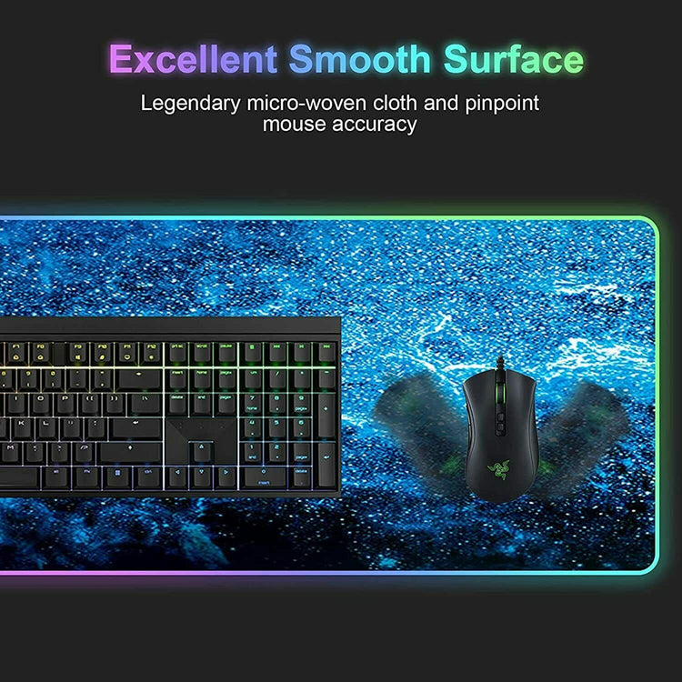 TECBITS Gaming Mouse Pad Large Extended RGB LED for Keyboard Desk Non-slip Mousepad Mat 80cm