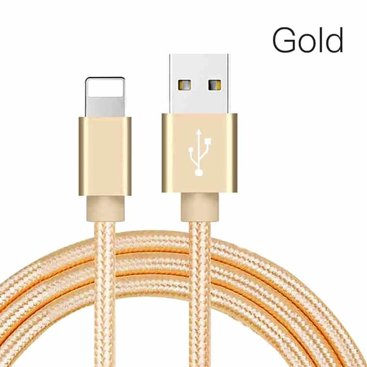 TECBITS Gold 3x Fast USB Cables for iPhone 2M 6, 7, 8, Plus, X, 11 12/Pro & iPad Cable