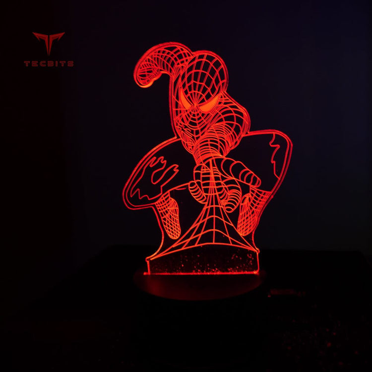 TECBITS Lamps New Spiderman 3D Illusion Lamp Night Light LED 7 Colour Touch Table Lamp