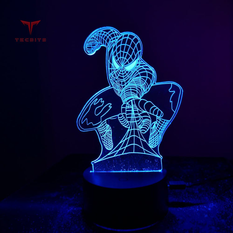 TECBITS Lamps New Spiderman 3D Illusion Lamp Night Light LED 7 Colour Touch Table Lamp