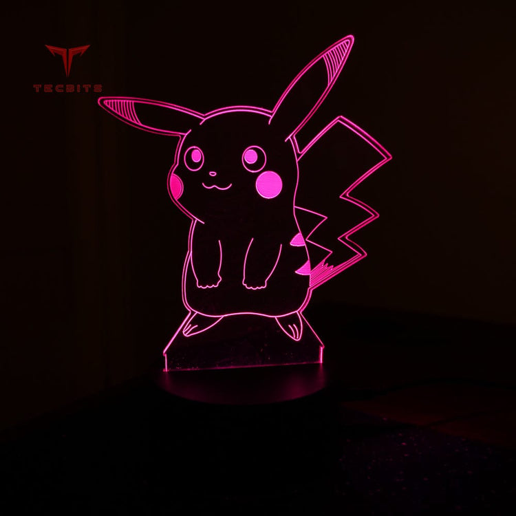 TECBITS Lamps Pikachu Pokemon New 3D Illusion Lamp Night Light LED 7 Colour Touch Table Lamp