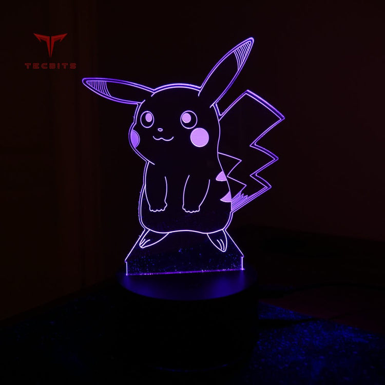 TECBITS Lamps Pikachu Pokemon New 3D Illusion Lamp Night Light LED 7 Colour Touch Table Lamp