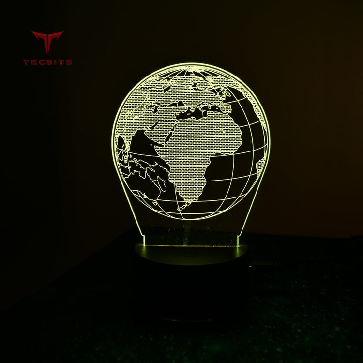 TECBITS Lamps World Earth 3D Illusion Lamp Night Light LED 7 Colour Touch Table Lamp