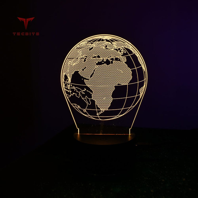 TECBITS Lamps World Earth 3D Illusion Lamp Night Light LED 7 Colour Touch Table Lamp