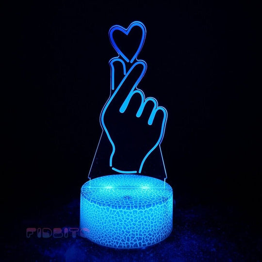 TECBITS Love 3D Illusion Lamp Luminate Base Night Light LED 7 Colour Touch Gift Lamp