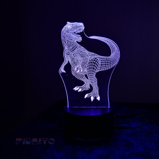 TECBITS NEW Dinosaur T-Rex 3D Illusion Lamp Night Light LED 7 Colour Bedside Touch Lamp
