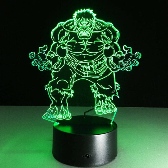 TECBITS Night Lights & Ambient Lighting Hulk New 3D Illusion Lamp Night Light LED 7 Colour Touch Table Lamp