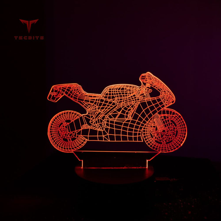 TECBITS Night Lights & Ambient Lighting Motorbike 3D Illusion Lamp Night Light LED 7 Colour Touch Table Lamp