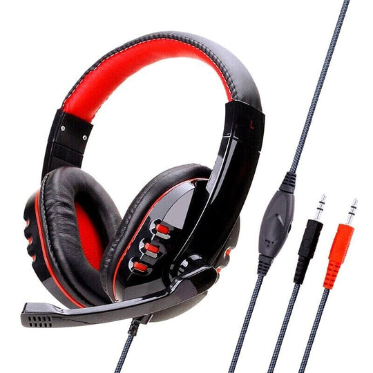 TECBITS Red Wired Gaming Headset Gamers Headphones With Microphone Stereo for PS4 Xbox PC