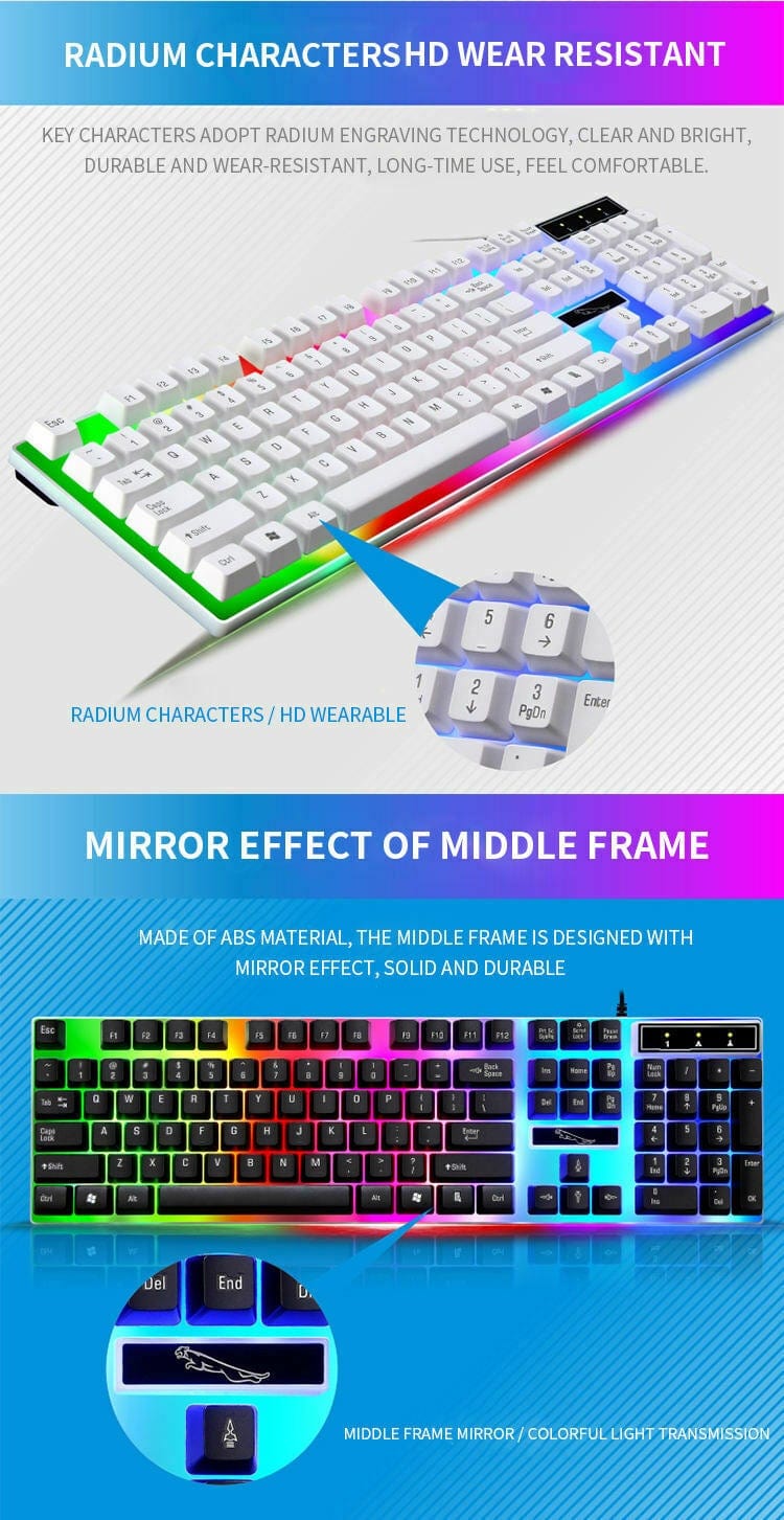 TECBITS RGB Gaming Keyboard and Mouse Set for PC Laptop Rainbow Backlight USB Ergonomic