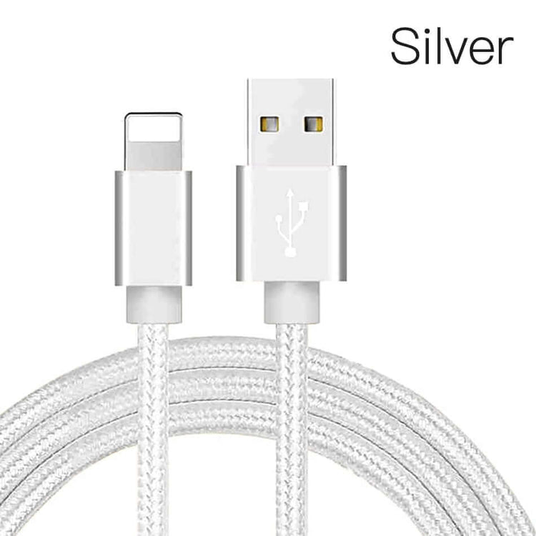 TECBITS Silver 3x Fast USB Cables for iPhone 2M 6, 7, 8, Plus, X, 11 12/Pro & iPad Cable