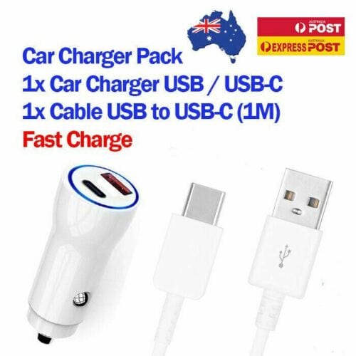 TECBITS USB Car Charger Adapter Dual USB For Mobile Phones Type-C Car Charger Qc3.0