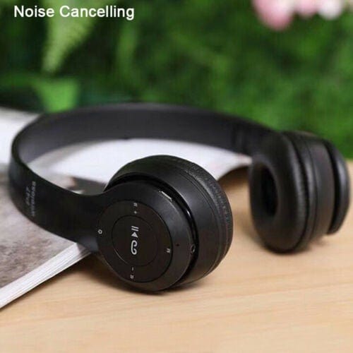 TECBITS White Wireless Noise Cancelling Headphones Bluetooth 5.0 with built-in Mic